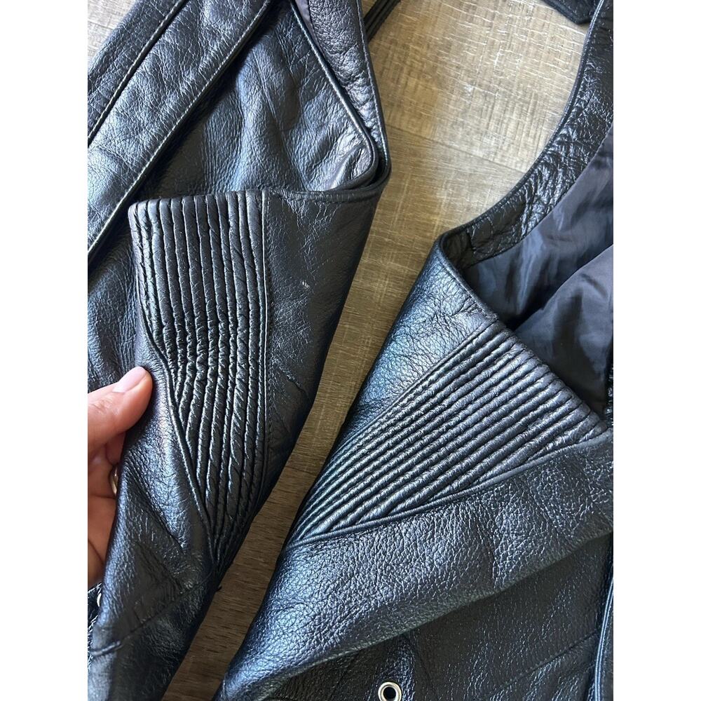 Wilsons Leather Black Motorcycle Chaps Womens M Rear Lace Waist Snap Zip - Picture 10 of 16